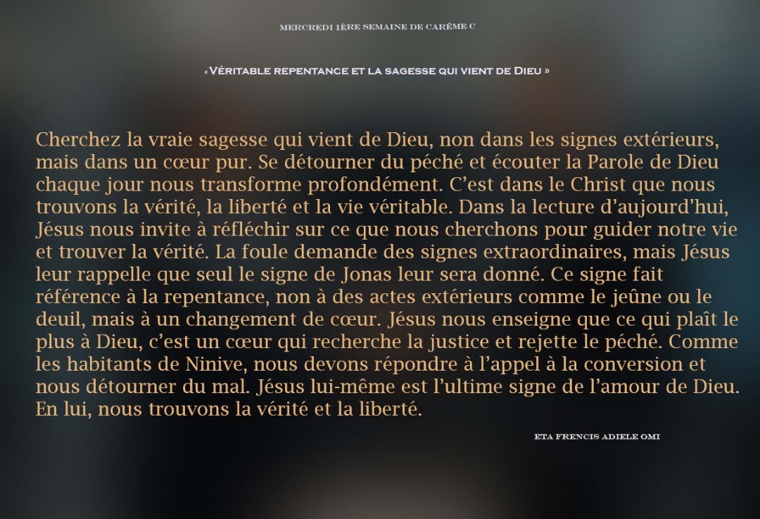  « Véritable repentance et la sagesse qui vient de Dieu »